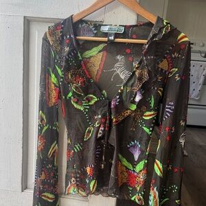 Roberto Cavalli Vintage Multicolor Sheer Blouse